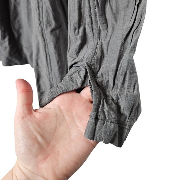 Eileen Fisher Lightweight Gray Crinkle Hooded Jacket Organic Cotton Blend L - Picture 11 of 12